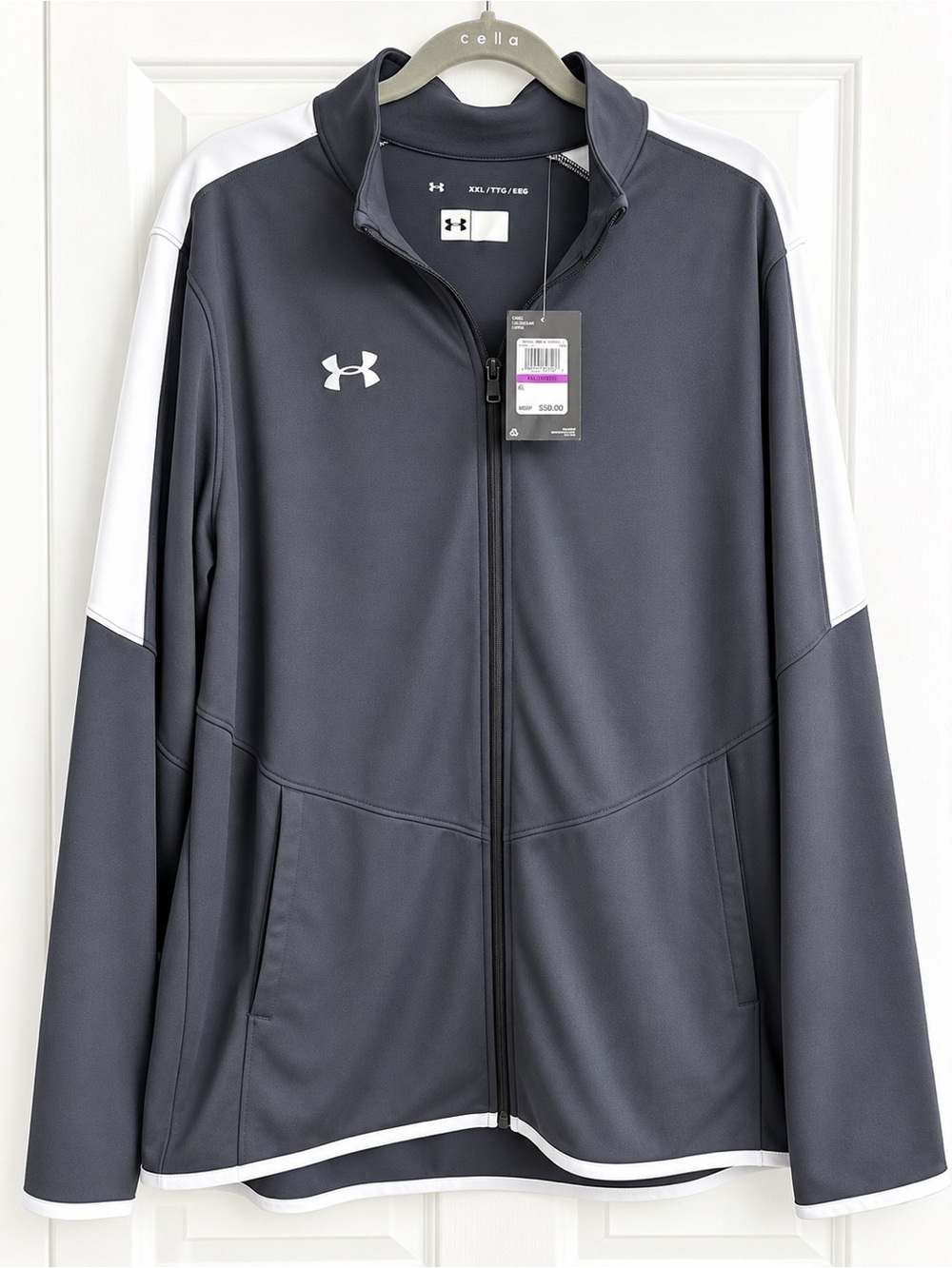 Men’s Under Armour Gray & White Full-Zip Athletic Jacket 2XL NWT